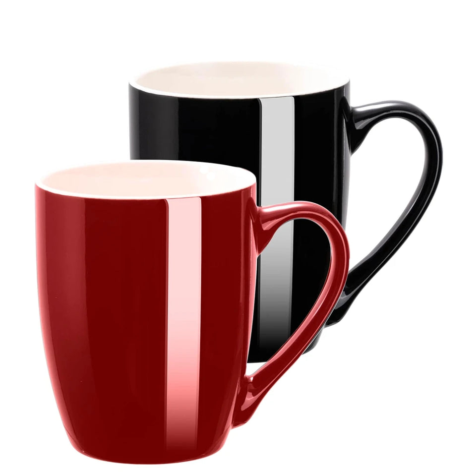 1 Pack Coffee Mug Ceramic Coffee Cups Ceramic 350ml Large Coffee Mug for Latte Tea Cappuccino Cocoa-Microwavable Black Red Cup