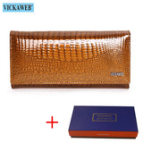 New Women Magnetic Hasp Wallet Genuine Leather Coin Purse Ladies Long Fashion Female Card Hold Money Bag AE501-1