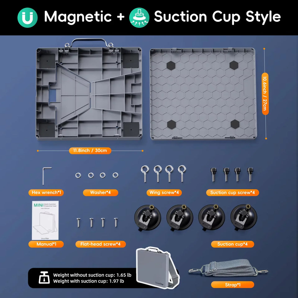 For Starlink Mini Magnetic Suction Cup Car Mount + Rugged Protective Case with Shoulder Strap Tools  for Dashboard/Sunroof/RV