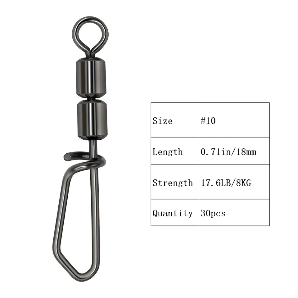Goture 30pcs/lot Fishing Swivels High Speed Double Rolling Swivels Flexible Rotation Stainless Steel Swivel Fishing accessories