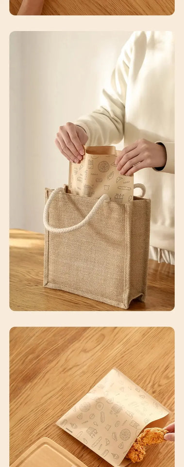 50PCS Greaseproof Paper Bag, Kraft Paper Bag, Food Packaging Bag, Disposable Packaging Baking Paper Kitchen Accessories