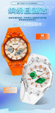 SANDA Top New 6283 Dual Display Multifunctional Student Electronic Watch Alarm Clock Night Light Waterproof Sports Student Watch