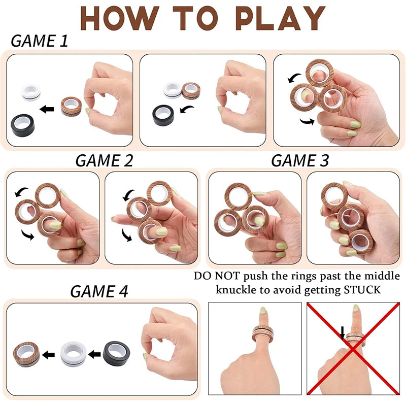 3Pcs Magnetic Rings Fidget Toy Set Adult Fidget Magnets Spinner Rings Fidget Pack Great Gift for Adults Teens Kids