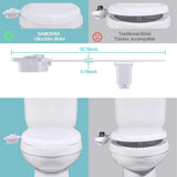 Samodra Toilet Bidet Shower Ultra-thin Bidet Toilet Seat Attachment Non-electric Bidet sprayer Dual Nozzles Frontal & Rear Wash