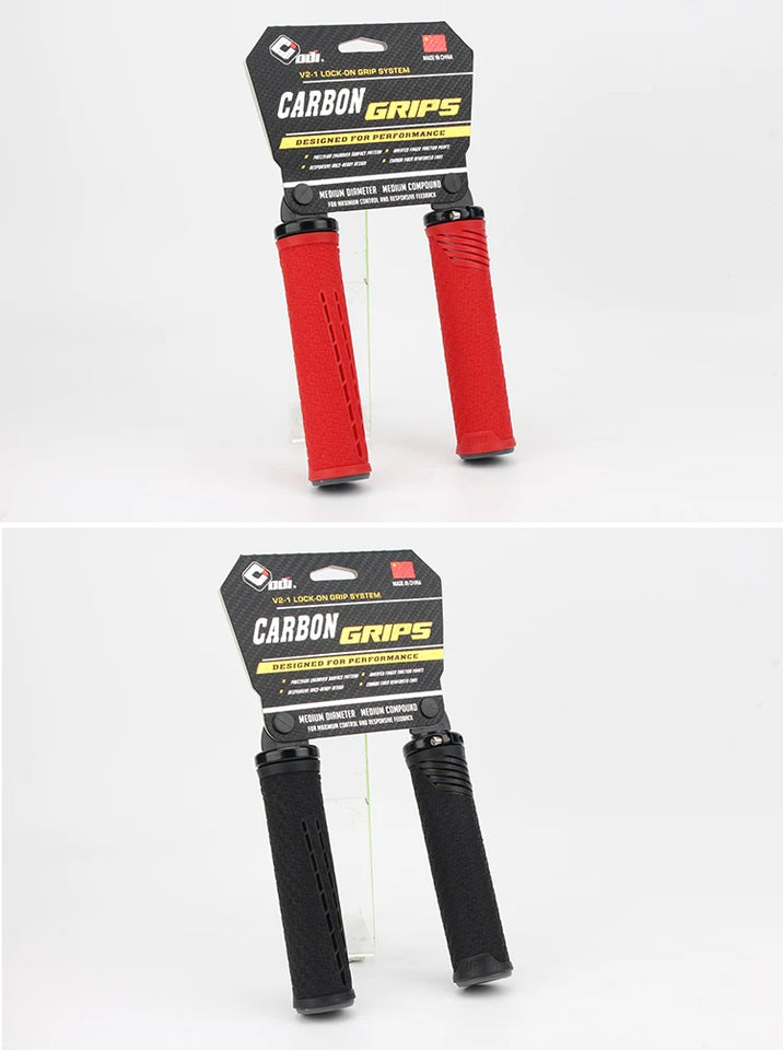 ODI CF Silicone Bicycle Grips Carbon Fiber Reinforced Handle Plugs MTB Anti-slip Lock-on Handlebar Cover Comfortable Bike Parts