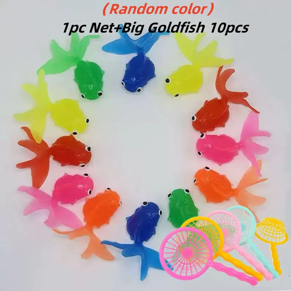 Children's 10Pcs/Set Kawaii Simulation Rubber Goldfish Baby Bath Water Play Games Toys for Kids Toddlers Bathing Shower Gifts
