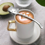 1PCS Cute Cat Coffee Spoon 304 Stainless Steel Cat Spoon Teaspoon Long Handle Flatware Gift Tableware Coffee Accessories