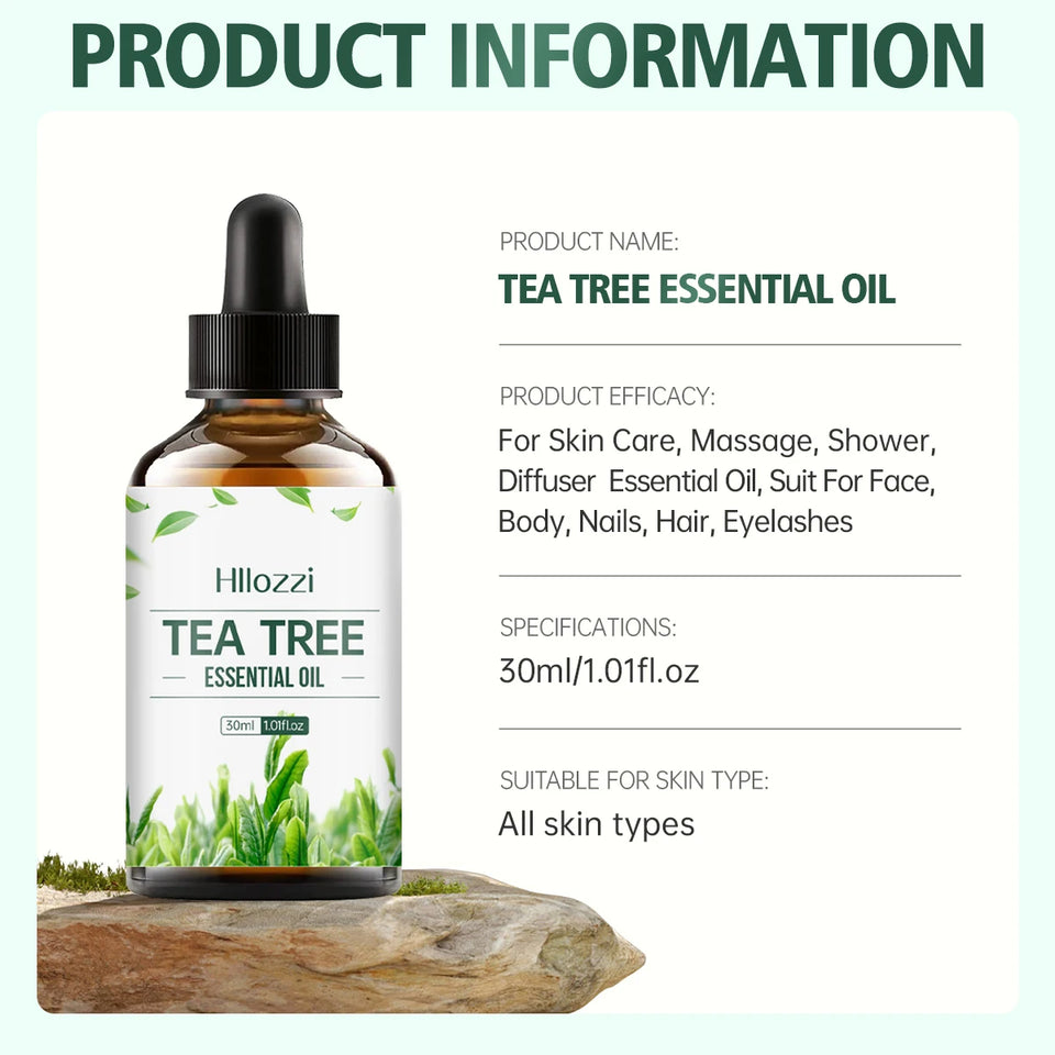Tea tree essential oil, extracted from natural plants, is suitable for body massage and hair care, nourishing and moisturizing.