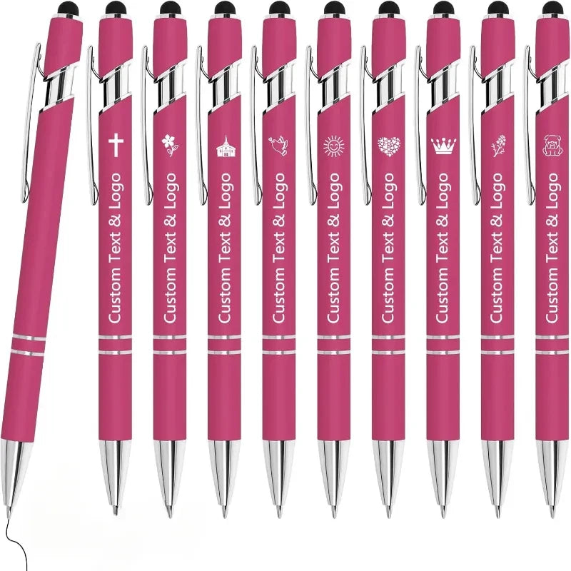 10 pcs Bulk Custom Pens Personalized with Name Engraved Text/Logo Stylus Tip Black Ink Options for Events & Promotions 10/1 pcs