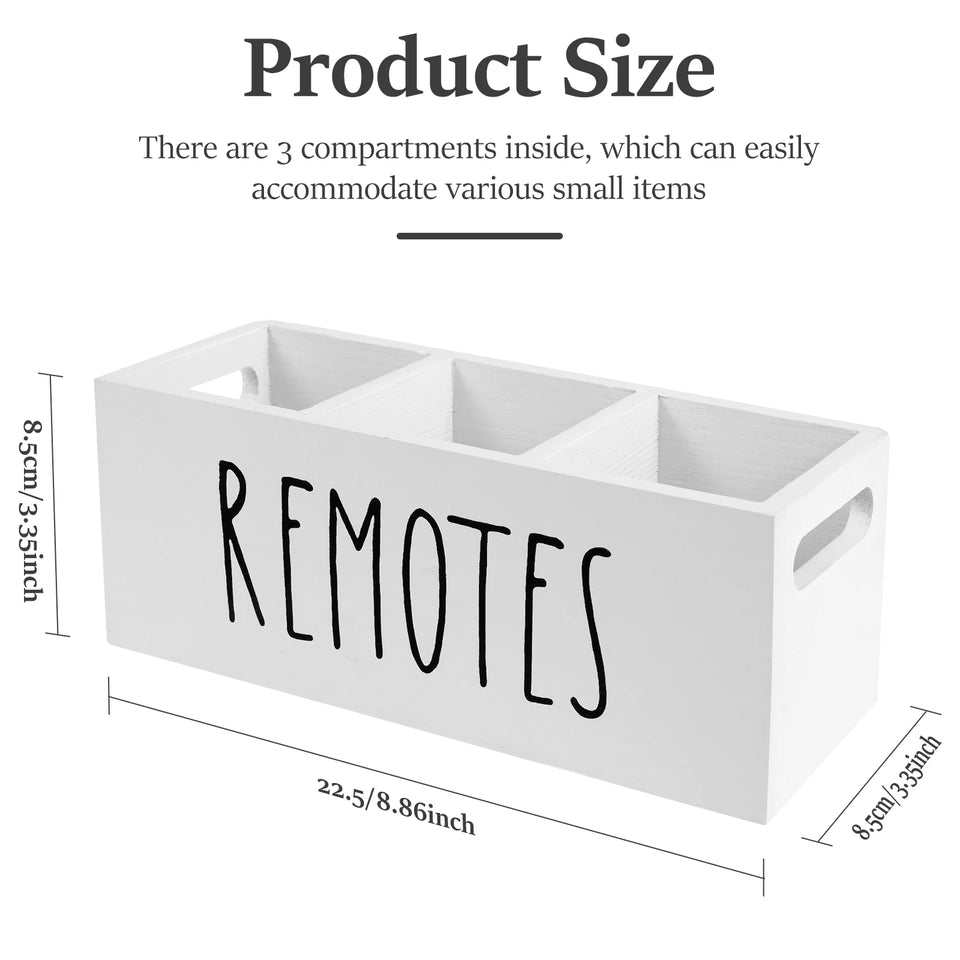 3 Grids Wood Remote control organizer box for living room Accessory Storage box for Phone Remote Control Sundries Desk organizer