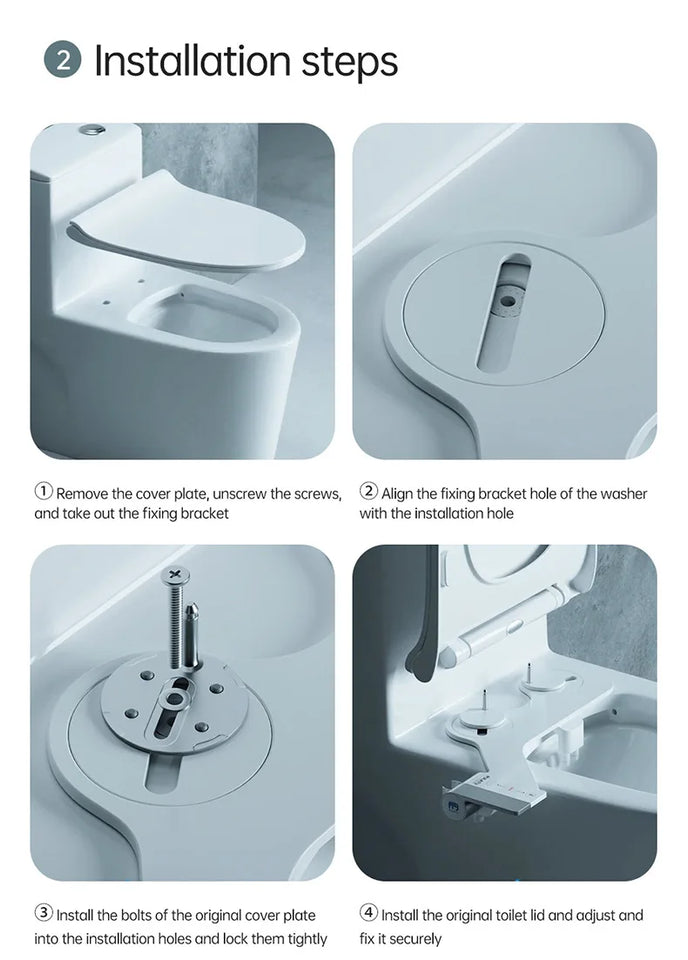 Bidet Attachment Ultra-Slim Toilet Seat Attachment Dual Nozzle Bidet Adjustable Water Pressure Non-Electric Ass Sprayer