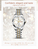 POEDAGAR Elegant Ladies Watches Waterproof Luminous Date Week Watch for Woman High Quality Stainless Steel Quartz Women's Watch