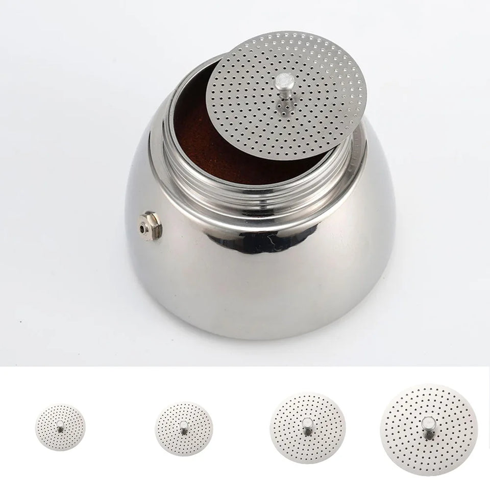 Stainless Steel Moka Powder Pressing Plate For Espresso Coffee 4 Cup 6 Cups Household Cafe Coffee Pot Supplies