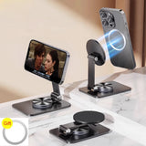 Folding Phone Holder Desktop Magnetic Phone Stand 360° Rotation Desktop Cell Phone Stand For iPhone 16 15 14 13 12 Pro Max Mount