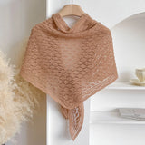 Korean Hollow Out Knitted Shawl Summer Air Conditioning Fake Collar Neck Guard Knit Thin Knotted Cape Shoulder Scarf For Women