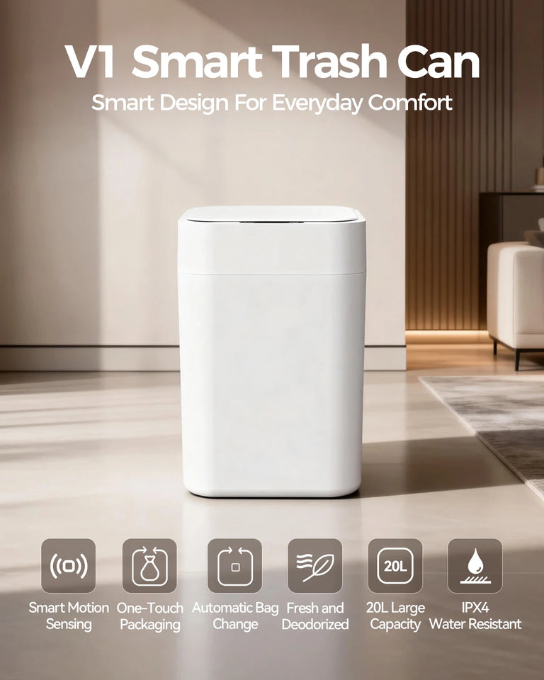20L Automatic Self Changing Trash Can Self Sealing Self Bagging Motion Sensor Touchless Garbage Can for Kitchen Bathroom Office