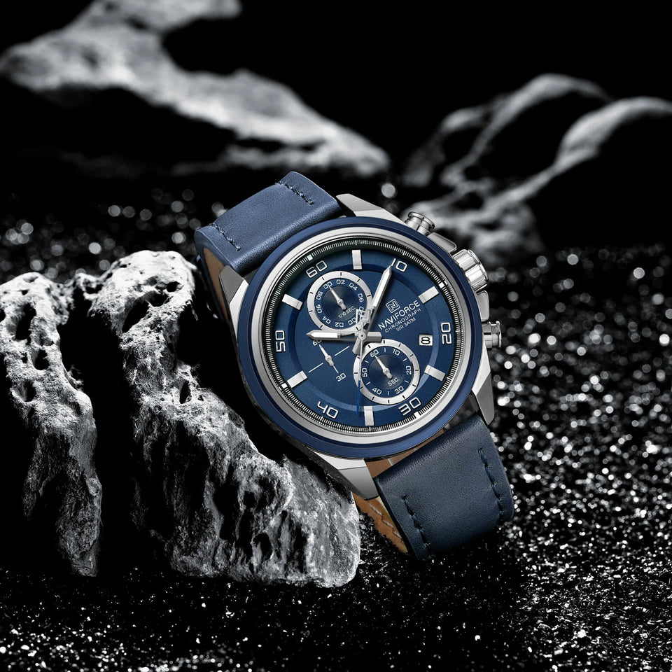 NAVIFORCE Waterproof Watches for Men Original Brand Luxury Leather Men's Quartz Wristwatch Fashion Military Chronograph Male