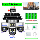 V380 Pro Solar Camera 3 Lens WiFi Security Cameras Outdoor Smart Home Solaire Power PTZ IP 15MP Night Vision CCTV Surveillance