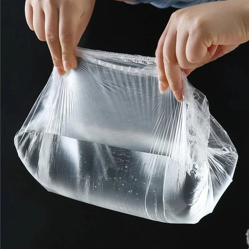 50 Pieces Disposable Food Cover Plastic Wrap Food Grade Fruit And Vegetable Plastic Bags Elastic Plastic Bags Kitchen Organizer