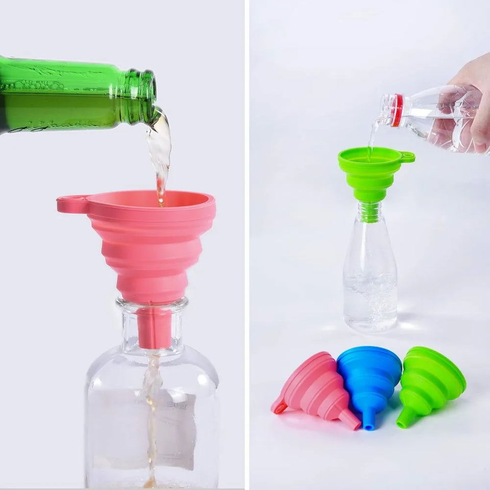 Collapsible Silicone Funnel Food Grade Foldable for Filling Bottles Perfume Capsules Fry Oil Filter Kitchen Cooking Tool