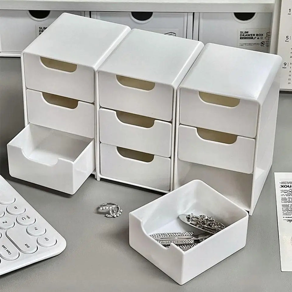 Mini Storage Box Small Drawer Storage Box Layered Grid Drawer Style Storage Box Tier Desk Organizer With Drawers
