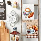 2-Piece Set of Coffee and Bread Themed Kitchen Towels, Dish Towels, Hand Towels, Kitchen Decorative Towels, Neighbor Gifts, Sweet Housewarming Gifts for Friends, Mom Gifts, Friend's Birthday Gifts.