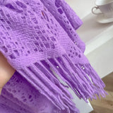 New Spring and Summer Fashion Women's Fringed Knitted Shawl Women Hollow out Solid Color Capes Knitted Pullover