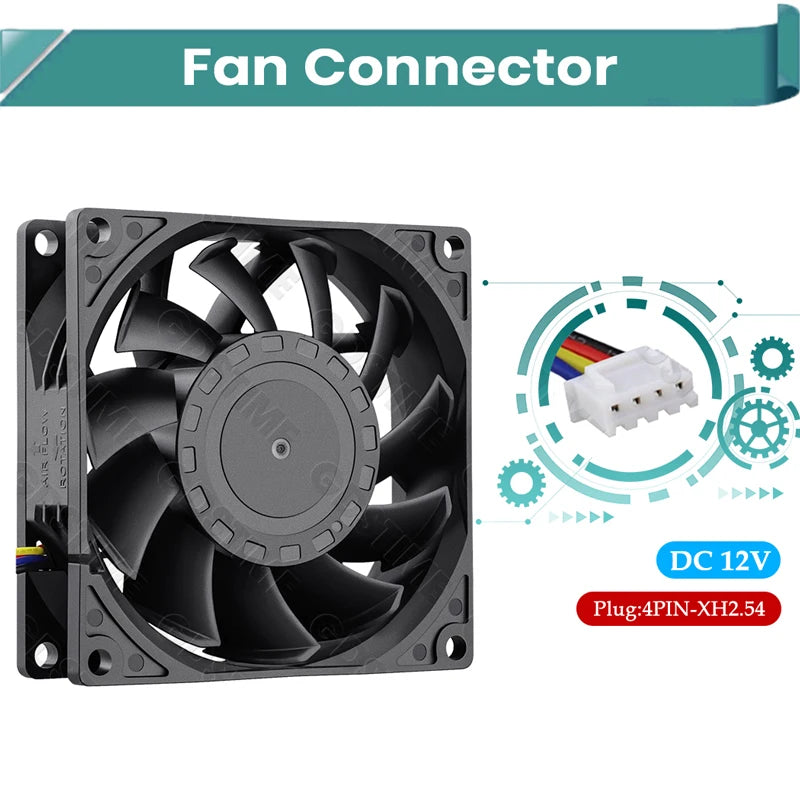 Gdstime DC 5V 12V 24V Fan 80mm*25mm PC CPU Cabinet Cooler Fan 8025 Dual Ball Axial Cooling Fan for Computer Case&Laptop Cooling