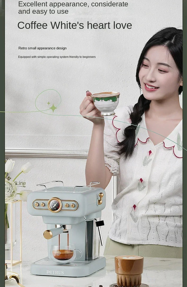 220V retro Italian coffee machine, household small fully semi-automatic concentrated American integrated milk foam machine C