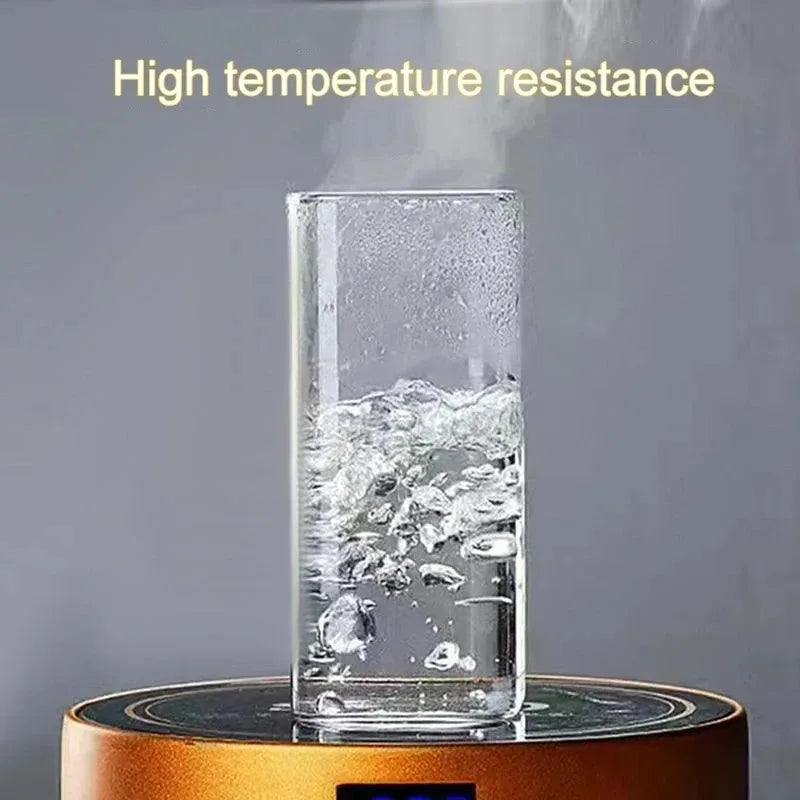 1Pcs Square Heat Resistant Coffee Glass Cup  With Lid and Straw Transparent Milk Tea Juice Cups For Home Bar Drinkware