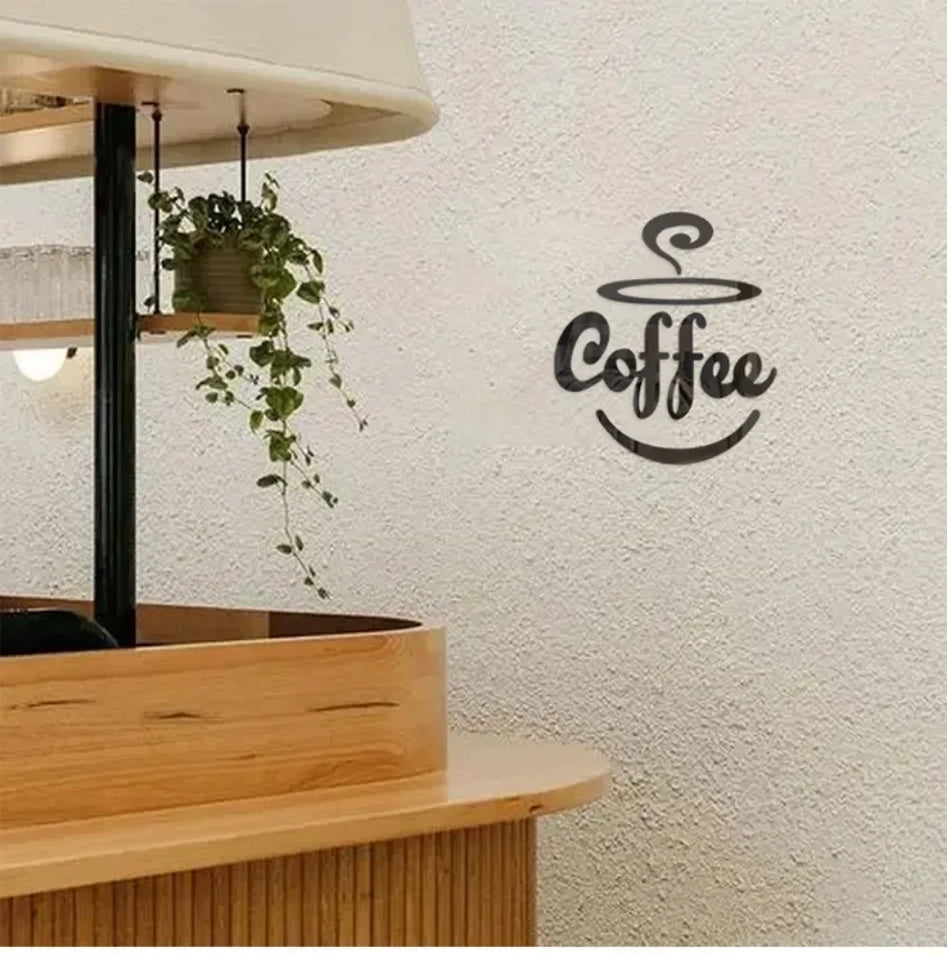 New Creative Acrylic Mirror Coffee Cup Wall Paste Living Room Bedroom Background Wall Decoration Self-adhesive Mirror