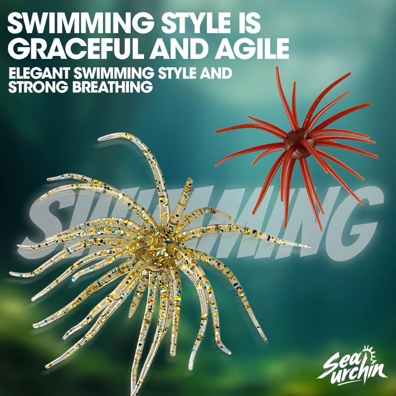 TAIYU 2-Pack Floating Sea Urchin Soft Lures, Bionic Soft Baits, TPE Material Fishing Lures for Saltwater Fishing, Commercial Pon