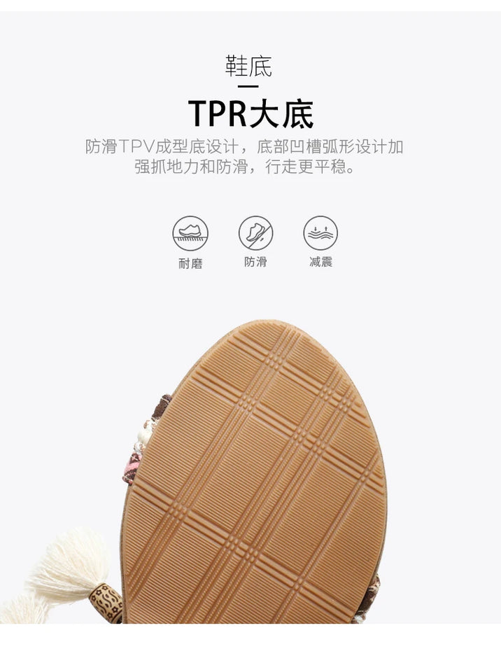 Summer New Women's Sandals Rome Bohemian Flow Su Flat Heel Soft Bottom Comfortable Anti slip Outerwear Tourist Vacation