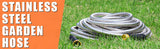 Garden Hose Stainless Steel Water Hose with 10 Functions Adjustable Spray Nozzle Heavy-Duty Metal Garden Hose for Yard Lawn