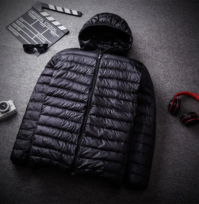 2023 New Arrivals Men's Fashion Hooded Puffer Jackets Autumn Winter Keep Warm White Duck Down Casual Men Down Coat