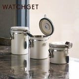 watchget 1.2/1.5/1.8L Airtight Canister Coffee Bean Storage One Way Releasing Valve Container with Date Tracker and Scoop