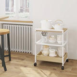 WOLTU 1PC Side Table 3-Tier Coffee Table Rolling Storage Cart with Removable Top Small End Table for Sofa Living Room Storage