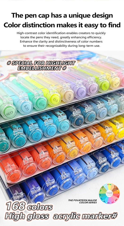 GuangNa 12 Colors/box Direct Liquid Hardhead High-gloss Acrylic Marker, for Student Notebook Writing, DIY Painting Graffiti