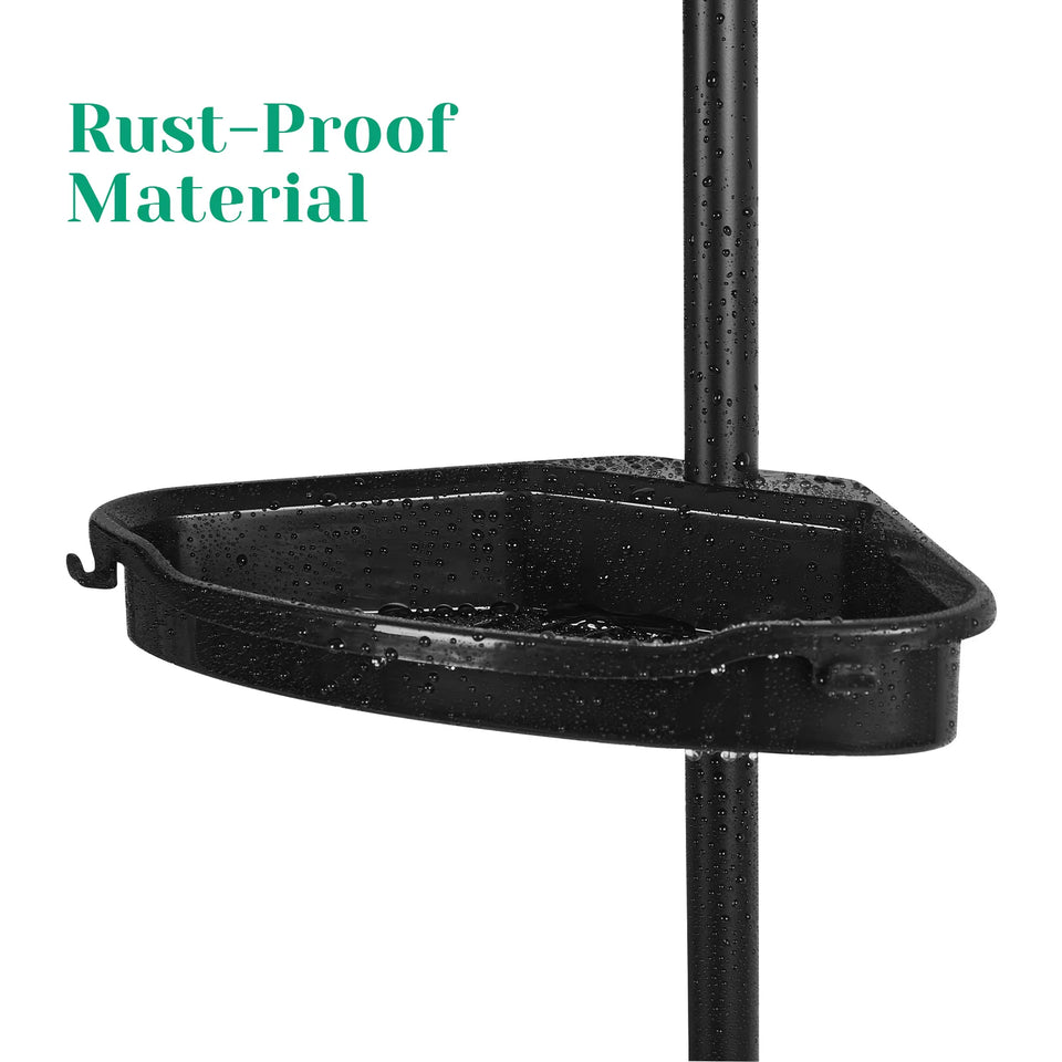 Corner Shower Caddy with Tension Pole 4-Tier Adjustable Shelves Bathroom Storage Organizer with Rubber Pad,101.6 - 122 Inch H
