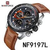 NAVIFORCE Top Military Quartz Watches for Men Luxury Sports Chronograph Watch Waterproof Clock Leather LED Digital WristWatch