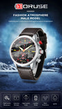 BORUSE Fashion Mens Sports Watches Luxury Men Business Wrist Watch Leather Quartz Watch Waterproof Luminous Male Clock With Box