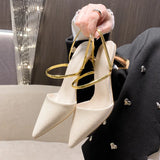 Summer Women's Fashion Pointed Sandals Elegant Temperament High Heeled Comfortable Color Blocked Slip on Half Slippers 2026