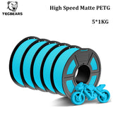 TECBEARS High Speed Matte PETG 3D Filament 1.75mm 5KG petg 600mm/s  Neatly Wound Multi Color FDM 3D Printer Materials DIY Gift