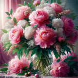 Huacan Peony Flower Diamond Painting New Arrivals 2025 Full Square Round Diamond Mosaic Wall Decor Rhinestone Pictures