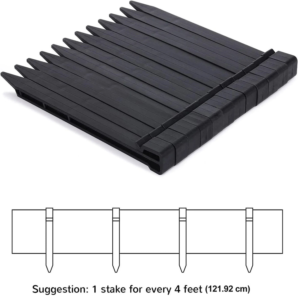 Black Plastic Garden Landscape Edging, 5” Tall Border Coil, Flexible and Strengthened with Anti-UV Treatment