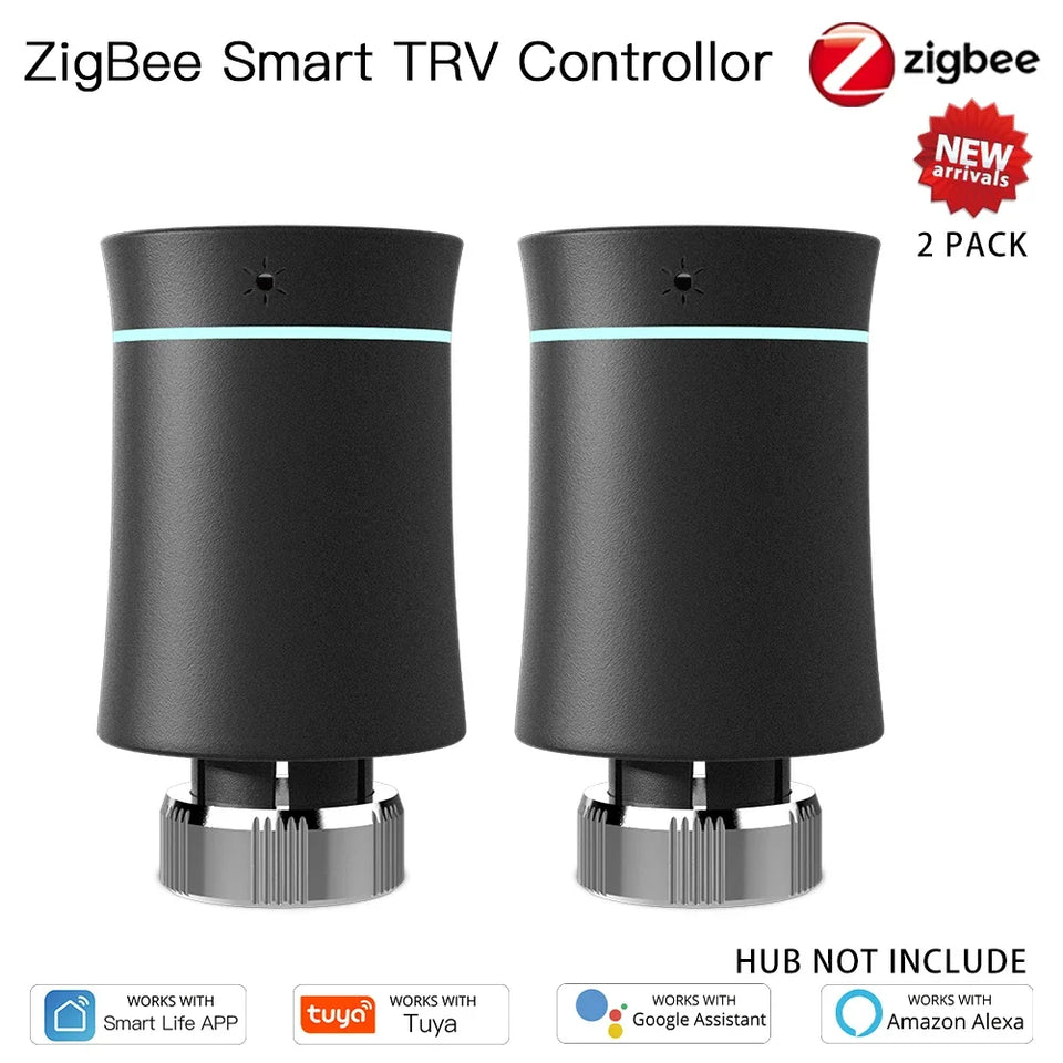 MOES ZigBee3.0 TRV New Radiator Actuator Valve Tuya Smart Programmable Thermostat Temperature Heater Alexa Voice Control