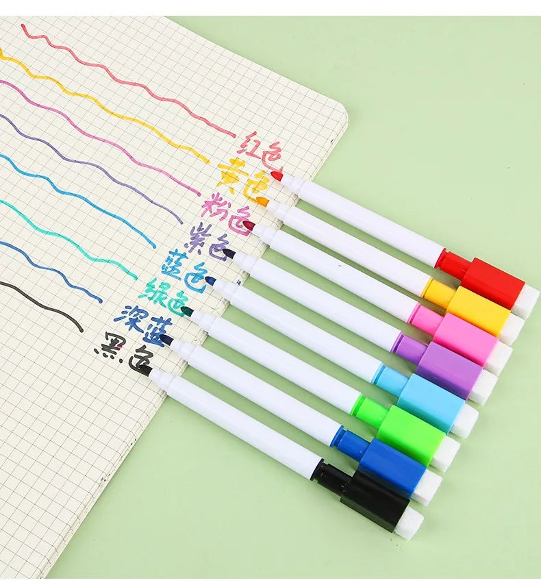 100/5Pcs Dry Erase Whiteboard Markers Set, Washable Pens with Magnetic Eraser for Office Whiteboards & Art Supplies