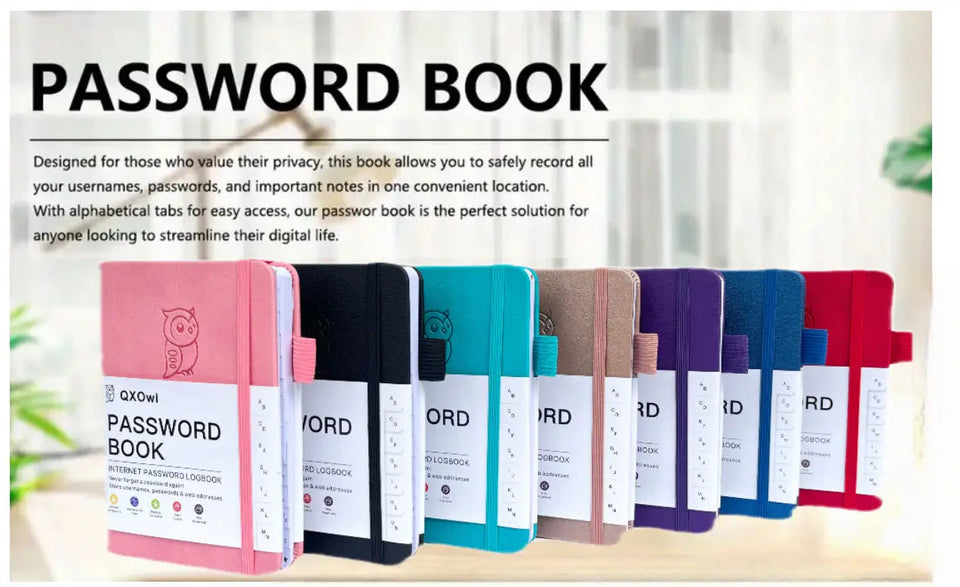 Password Book with Alphabetical tabs. Hardcover Password Keeper Notebook for Seniors, Internet Password Logbook Journal, Address