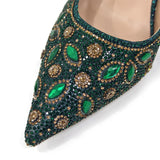 Elegant And Sexy Golden Color High Heels Shoes And Bag With Rhinestone Embellished Toe Is Comfortable Women's Shoes For Party