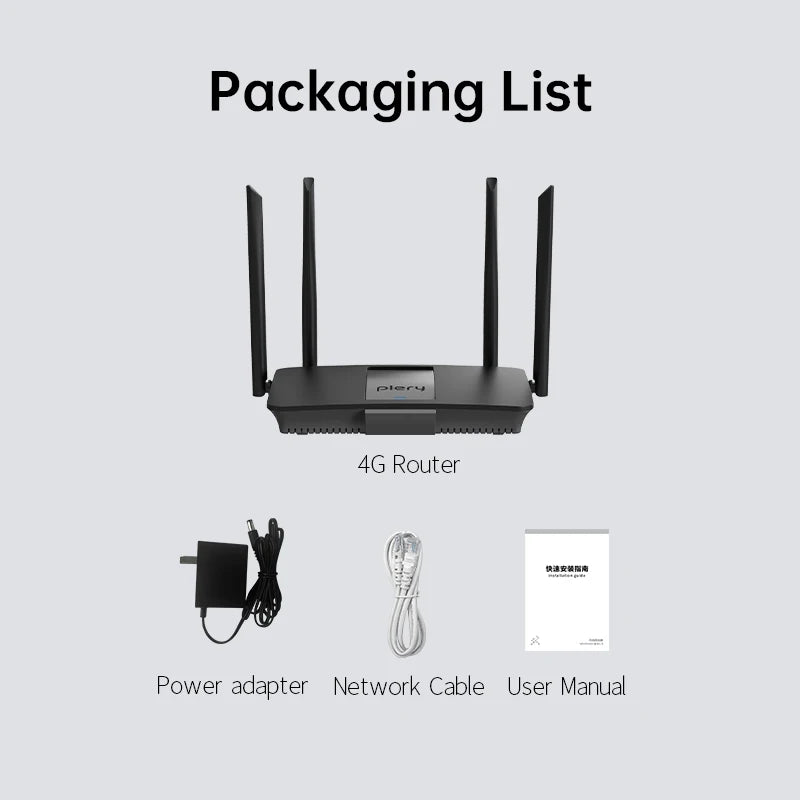 Plery WIFI6 1200Mbps 4G LTE Router 2.4G/5.8G WiFi Router 2*LAN Ports 4G Router Nano SIM Card WPA3 router 5 g sim DC/Type-C Power